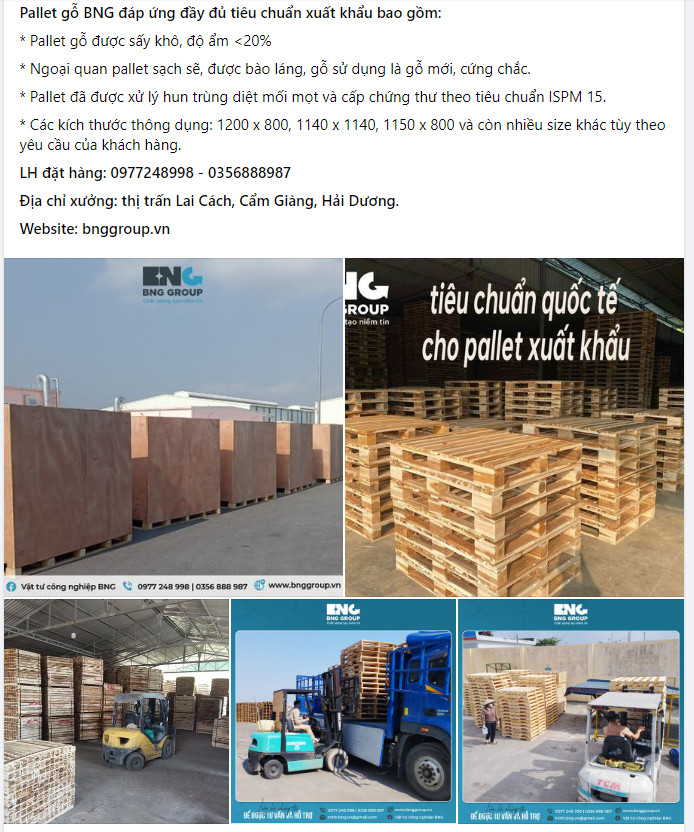 Pallet gỗ giao hàng về Khu công nghiệp Đại An